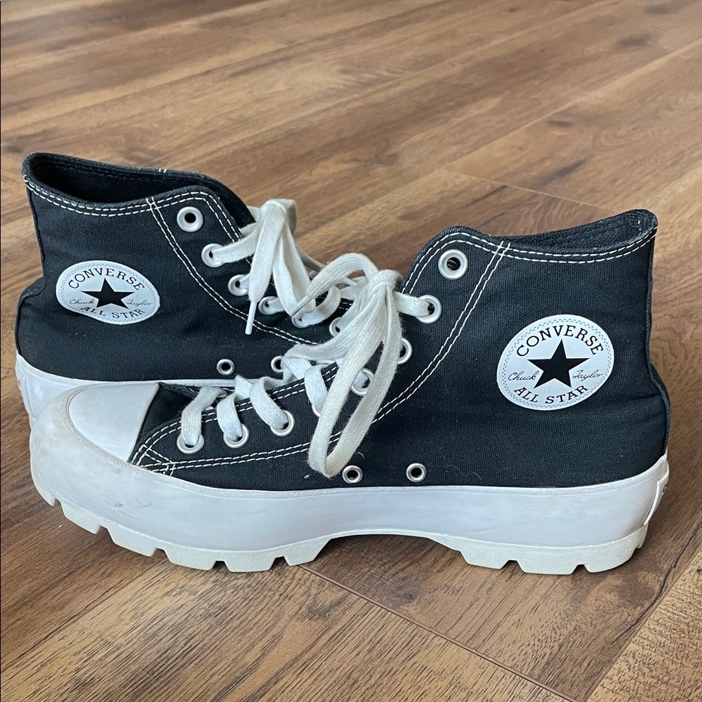 Converse Black and White High-Top Platform Sneakers